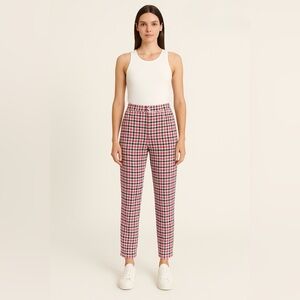 THE FIFTH LABEL Pink Plaid High-Waisted Tapered Pants